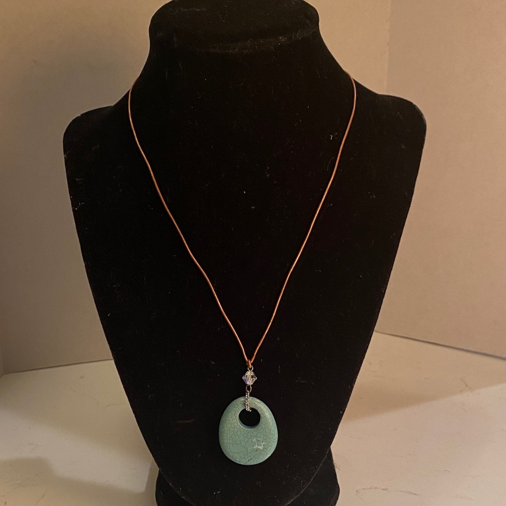 Handcrafted Green Turquoise Look Pendant Necklace - Unbranded